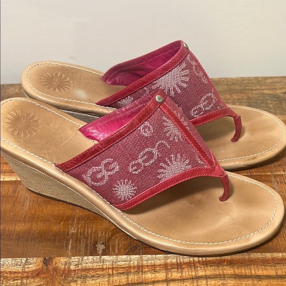 Ugg Pink Solena Wedge Sandals, Women’s 11 - Picture 1 of 6